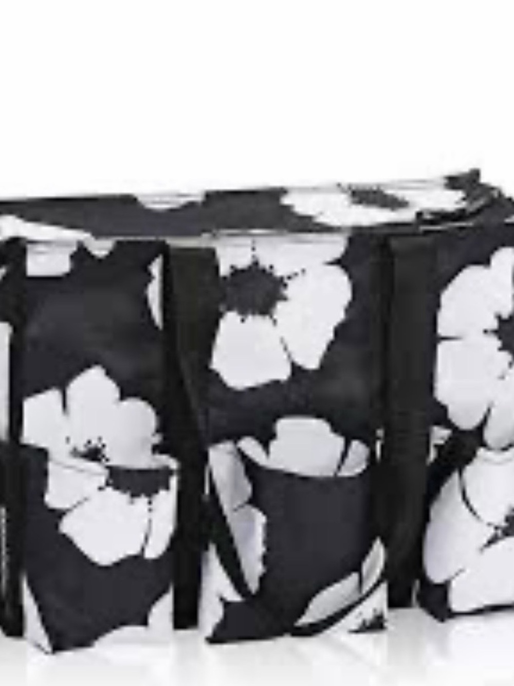 thirty-one Black and White Floral (Poppy) Zip-Top Utility Tote